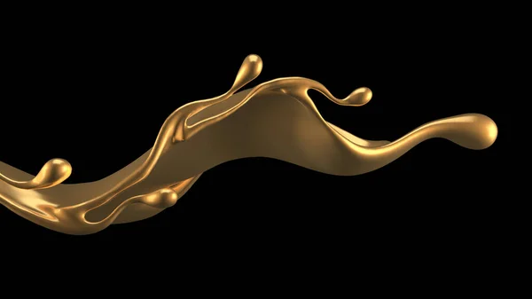 优雅奢华的黄金液体飞溅3D说明 3D渲染 — 图库照片