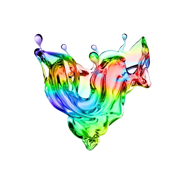 Splash Multi Colored Transparent Liquid Illustration Rendering — Stock Photo, Image