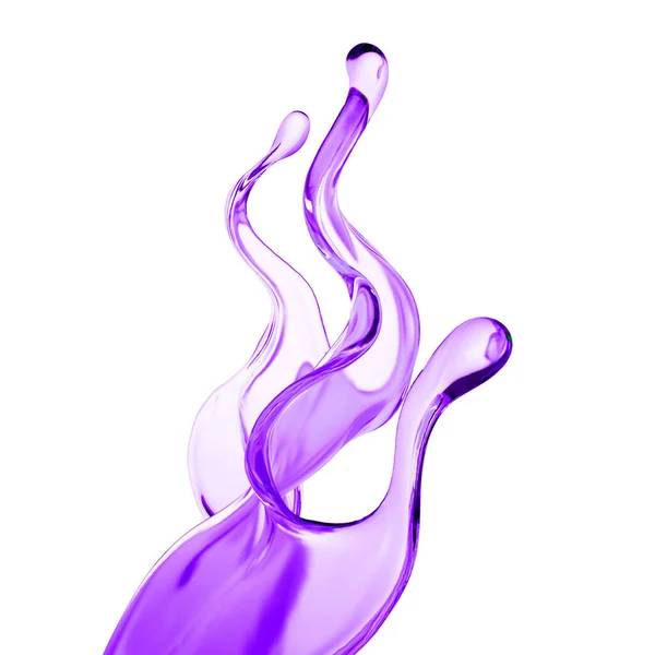 Splash Lichid Violet Gros Ilustrație Redare — Fotografie, imagine de stoc