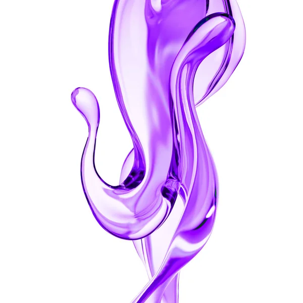 浓密的紫色液体飞溅 3D说明 3D渲染 — 图库照片