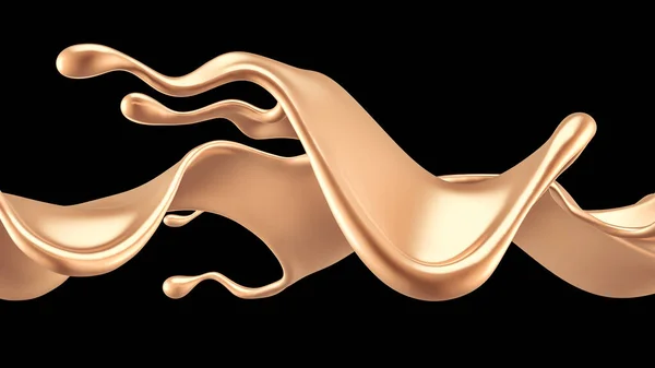 Elegante Lussuosa Spruzzata Liquido Oro Illustrazione Rendering — Foto Stock