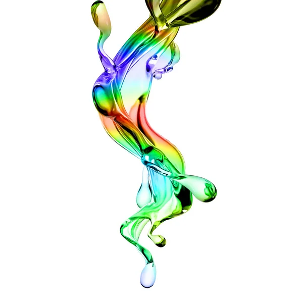 Schizzo Liquido Trasparente Multicolore Illustrazione Rendering — Foto Stock