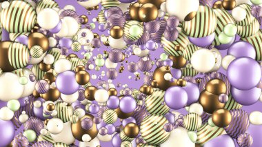 Elementlerle soyut arkaplan. 3d illüstrasyon, 3d canlandırma.