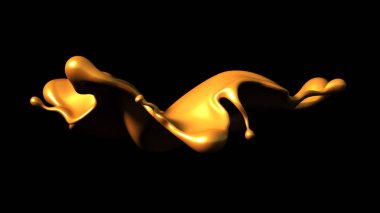 Siyah arka planda biraz altın karamel. 3d illüstrasyon, 3d canlandırma.