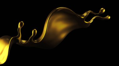 Zarif, lüks altın sıvısı. 3d illüstrasyon, 3d canlandırma.