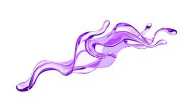 Bir tutam kalın mor sıvı. 3d illüstrasyon, 3d canlandırma.