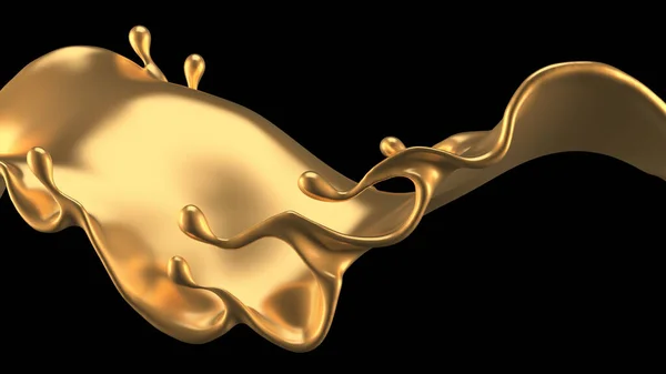 Κομψό Πολυτελές Παφλασμό Χρυσού Υγρού Απεικόνιση Απόδοση — Φωτογραφία Αρχείου
