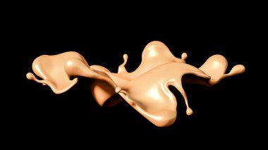 Siyah arka planda biraz altın karamel. 3d illüstrasyon, 3d canlandırma.