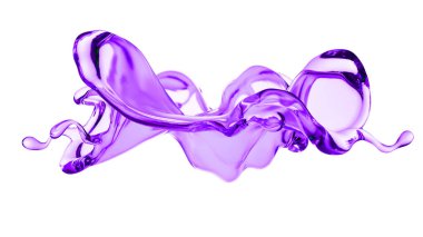 Bir tutam kalın mor sıvı. 3d illüstrasyon, 3d canlandırma.