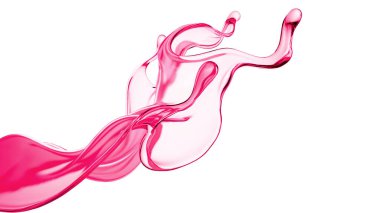 Bir tutam pembe sıvı. 3d illüstrasyon, 3d canlandırma.