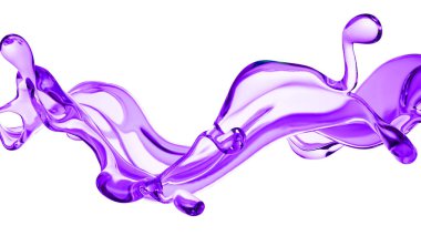 Bir tutam kalın mor sıvı. 3d illüstrasyon, 3d canlandırma.