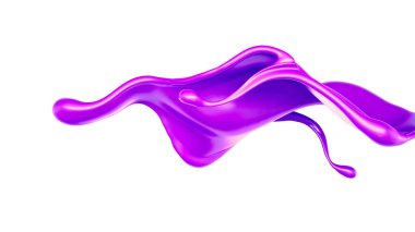 Bir tutam kalın mor sıvı. 3d illüstrasyon, 3d canlandırma.