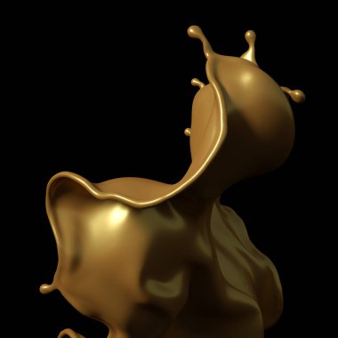 Siyah arka planda biraz altın karamel. 3d illüstrasyon, 3d canlandırma.