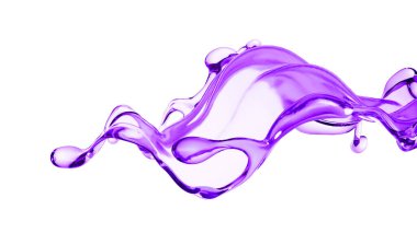 Bir tutam kalın mor sıvı. 3d illüstrasyon, 3d canlandırma.
