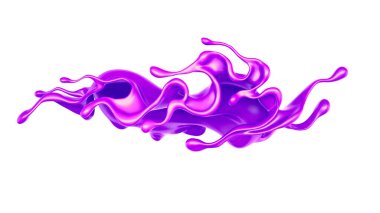 Bir tutam kalın mor sıvı. 3d illüstrasyon, 3d canlandırma.