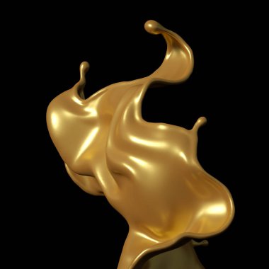 Siyah arka planda biraz altın karamel. 3d illüstrasyon, 3d canlandırma.