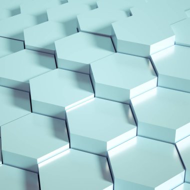 Geometri altıgen arkaplanı. 3d illüstrasyon, 3d canlandırma.