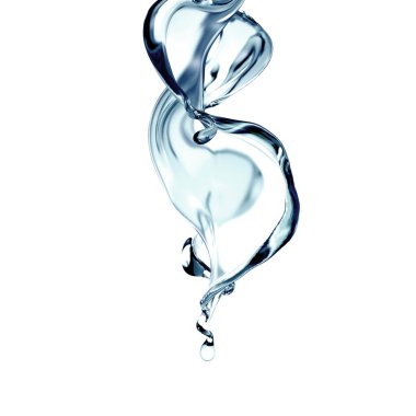 Bir tutam berrak mavi sıvı, su. 3d illüstrasyon, 3d canlandırma.