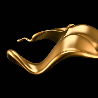 Zarif, lüks altın sıvısı. 3d illüstrasyon, 3d canlandırma.