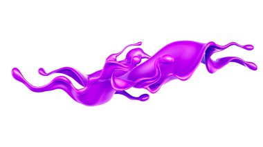 Bir tutam kalın mor sıvı. 3d illüstrasyon, 3d canlandırma.