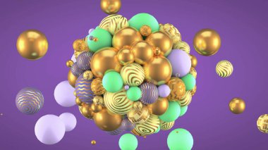 Elementlerle soyut arkaplan. 3d illüstrasyon, 3d canlandırma.