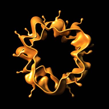 Siyah arka planda biraz altın karamel. 3d illüstrasyon, 3d canlandırma.