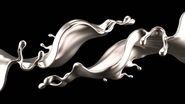 Zarif, lüks altın sıvısı. 3d illüstrasyon, 3d canlandırma.