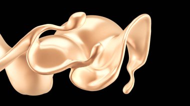 Zarif, lüks altın sıvısı. 3d illüstrasyon, 3d canlandırma.