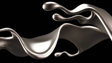 Zarif, lüks altın sıvısı. 3d illüstrasyon, 3d canlandırma.