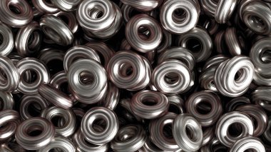 Metal arka plan halka detayı. 3d illüstrasyon, 3d canlandırma.