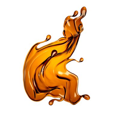 Kahverengi şeffaf sıvı damlası. 3d illüstrasyon, 3d canlandırma.