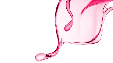 Bir tutam pembe sıvı. 3d illüstrasyon, 3d canlandırma.