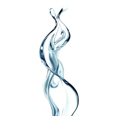 Bir tutam berrak mavi sıvı, su. 3d illüstrasyon, 3d canlandırma.