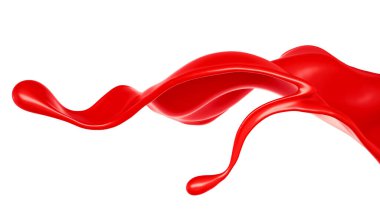 Kalın kırmızı sıvı serpintisi. 3d illüstrasyon, 3d canlandırma.