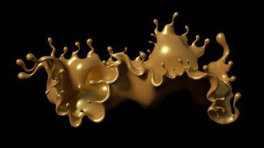 Siyah arka planda biraz altın karamel. 3d illüstrasyon, 3d canlandırma.