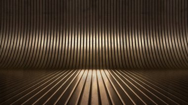 Lüks, zarif stüdyo kaidesi. 3d illüstrasyon, 3d canlandırma.