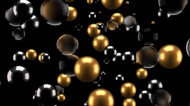 Metal ve elementlerden oluşan siyah bir zemin. 3d illüstrasyon, 3d canlandırma.