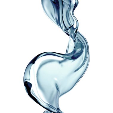 Bir tutam berrak mavi sıvı, su. 3d illüstrasyon, 3d canlandırma.