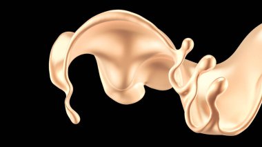 Zarif, lüks altın sıvısı. 3d illüstrasyon, 3d canlandırma.