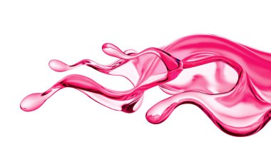 Bir tutam pembe sıvı. 3d illüstrasyon, 3d canlandırma.