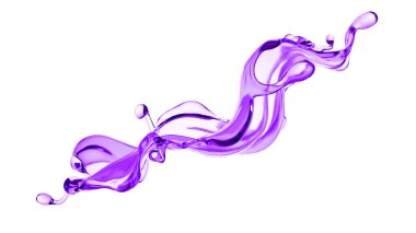 Bir tutam kalın mor sıvı. 3d illüstrasyon, 3d canlandırma.