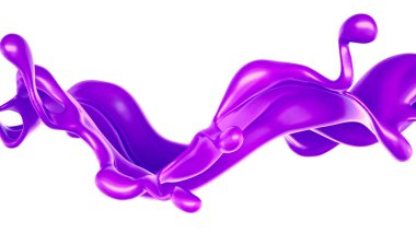 Bir tutam kalın mor sıvı. 3d illüstrasyon, 3d canlandırma.