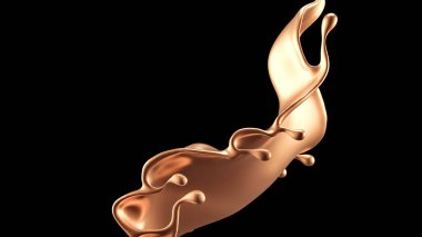 Zarif, lüks altın sıvısı. 3d illüstrasyon, 3d canlandırma.