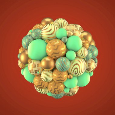 Elementlerle soyut arkaplan. 3d illüstrasyon, 3d canlandırma.