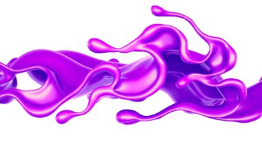 Bir tutam kalın mor sıvı. 3d illüstrasyon, 3d canlandırma.