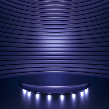 Lüks, zarif stüdyo kaidesi. 3d illüstrasyon, 3d canlandırma.