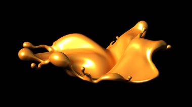 Siyah arka planda biraz altın karamel. 3d illüstrasyon, 3d canlandırma.