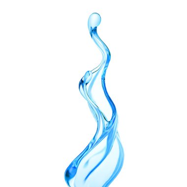 Bir tutam berrak mavi sıvı, su. 3d illüstrasyon, 3d canlandırma.