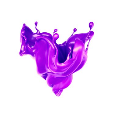 Bir tutam kalın mor sıvı. 3d illüstrasyon, 3d canlandırma.