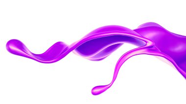 Bir tutam kalın mor sıvı. 3d illüstrasyon, 3d canlandırma.